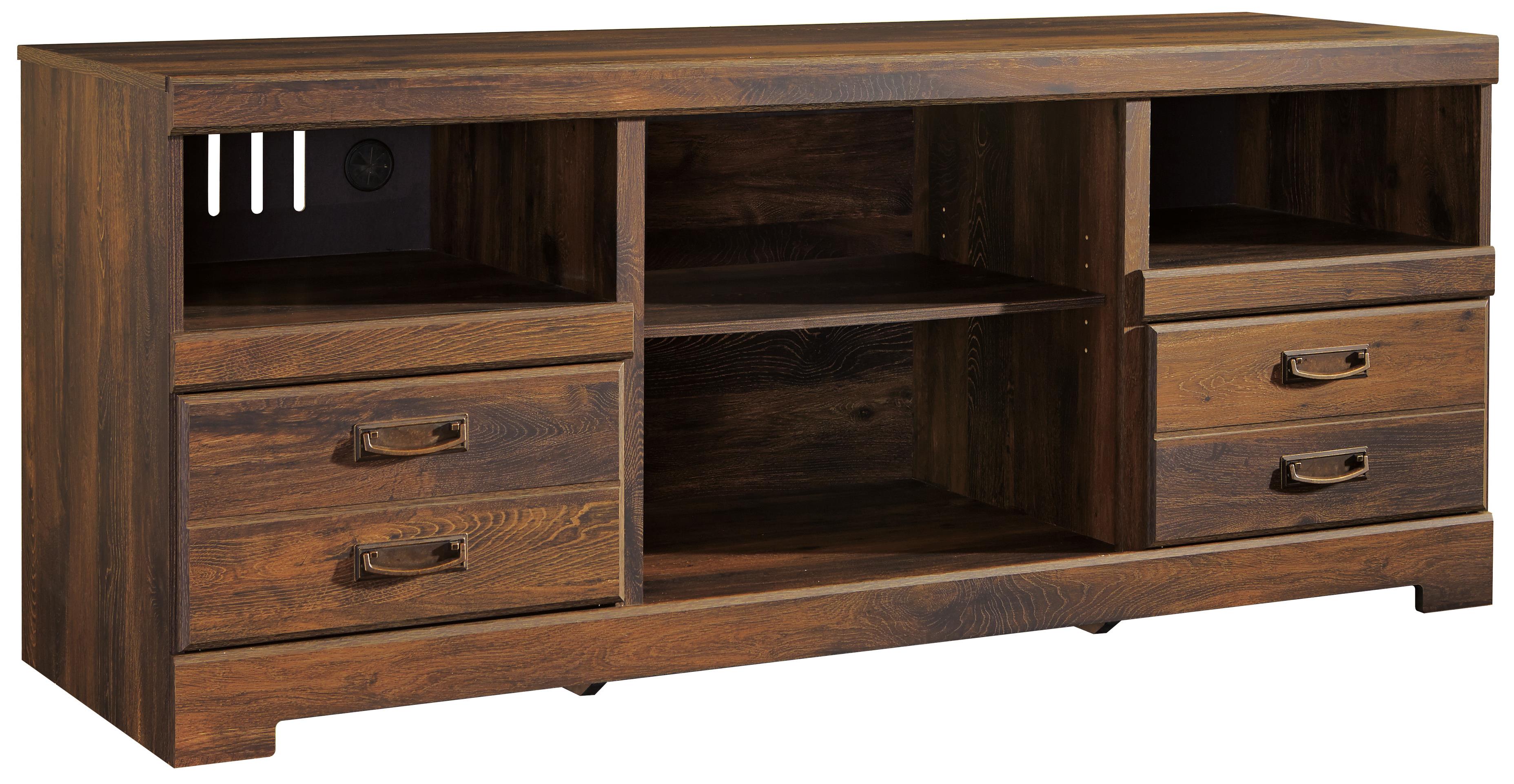 Ashley Signature Design Quinden W24668 Rustic Casual Large TV Stand Dunk & Bright Furniture